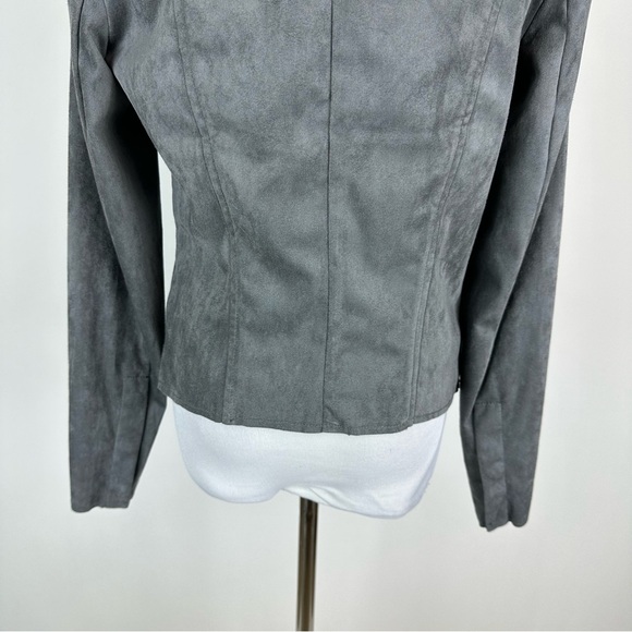 Kut From The Kloth Tayanita Gray Cascade Collar Faux Suede Jacket Size Small - Picture 12 of 14